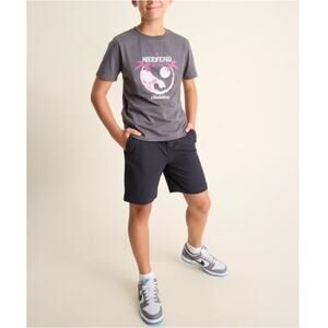 NEW CHUBBIES Boys Steel Grey The 70's Sun, Palm & Wave Pullover T-Shirt Size L